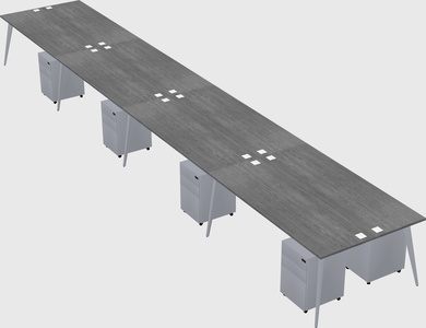 Shared rectangular office desk system