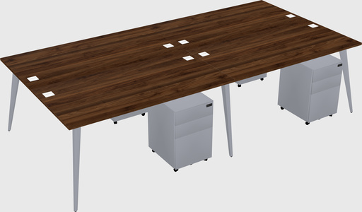 Shared rectangular office desk system