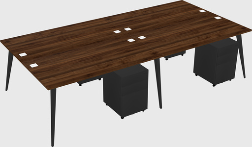 Shared rectangular office desk system