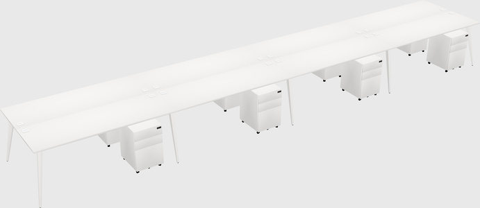 Shared rectangular office desk system