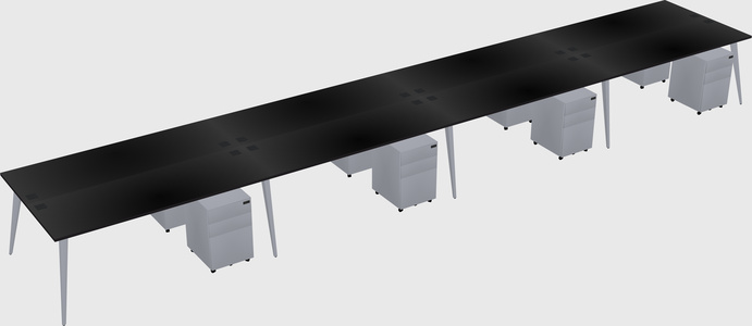 Shared rectangular office desk system