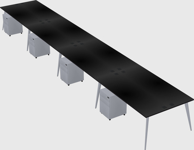 Shared rectangular office desk system