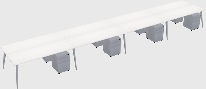 Shared rectangular office desk system