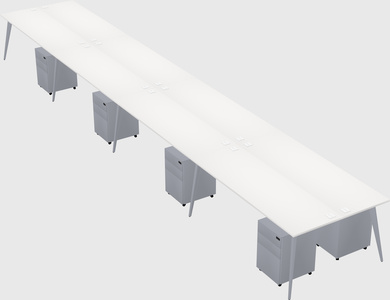 Shared rectangular office desk system