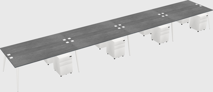 Shared rectangular office desk system