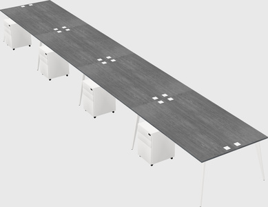 Shared rectangular office desk system