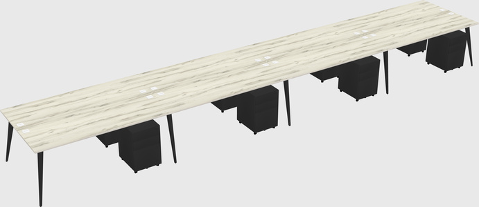 Shared rectangular office desk system