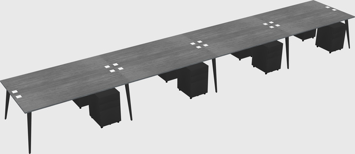 Shared rectangular office desk system