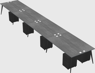 Shared rectangular office desk system