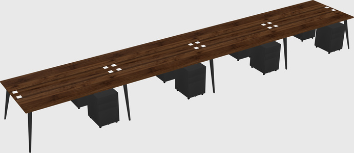 Shared rectangular office desk system