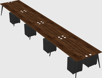 Shared rectangular office desk system