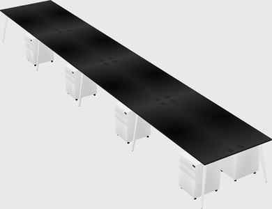 Shared rectangular office desk system