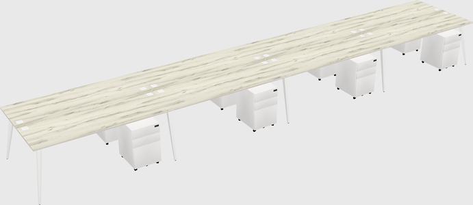 Shared rectangular office desk system