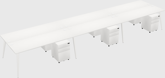 Shared rectangular office desk system