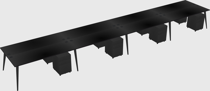 Shared rectangular office desk system