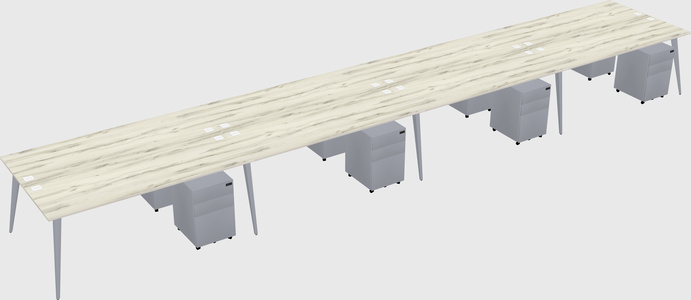 Shared rectangular office desk system