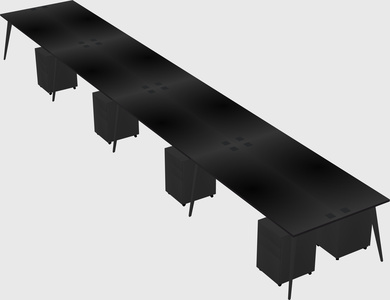 Shared rectangular office desk system