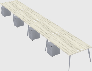Shared rectangular office desk system