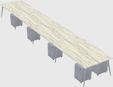 Shared rectangular office desk system
