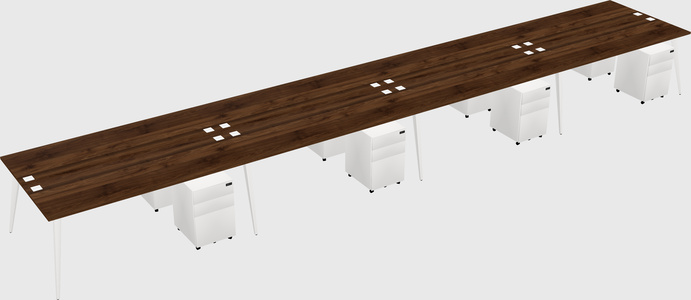 Shared rectangular office desk system