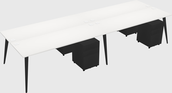 Shared rectangular office desk system