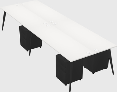Shared rectangular office desk system