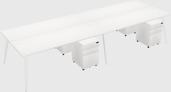 Shared rectangular office desk system