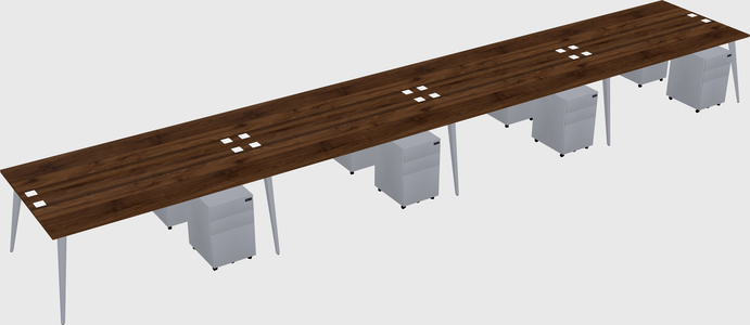 Shared rectangular office desk system