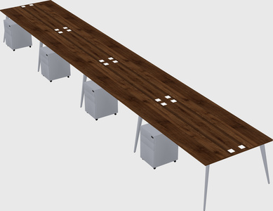 Shared rectangular office desk system
