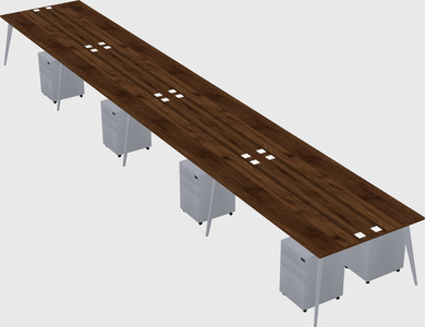 Shared rectangular office desk system
