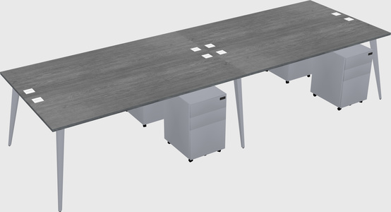 Shared rectangular office desk system