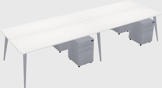 Shared rectangular office desk system