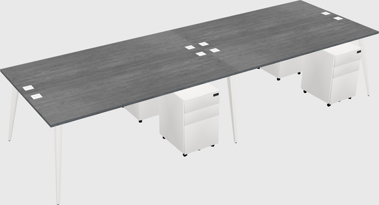 Shared rectangular office desk system