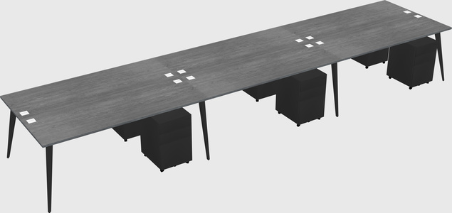 Shared rectangular office desk system