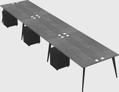 Shared rectangular office desk system