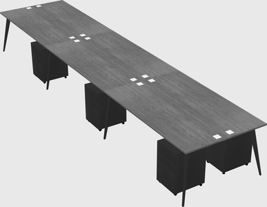 Shared rectangular office desk system