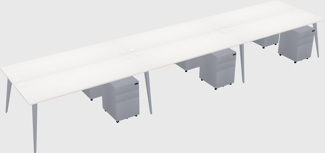 Shared rectangular office desk system