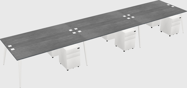 Shared rectangular office desk system