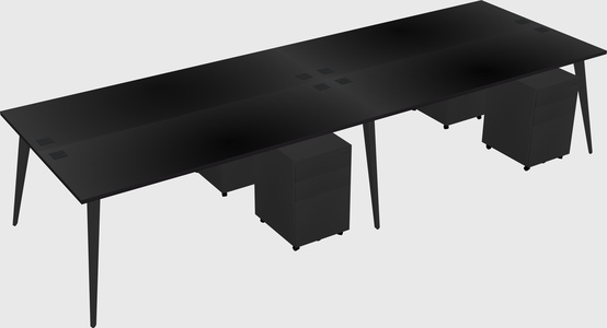 Shared rectangular office desk system