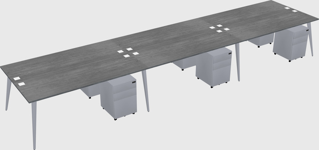 Shared rectangular office desk system