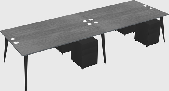 Shared rectangular office desk system