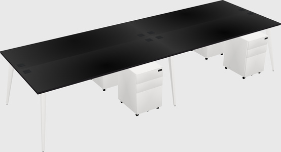 Shared rectangular office desk system