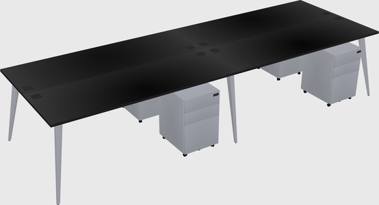Shared rectangular office desk system