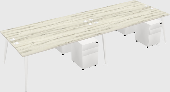 Shared rectangular office desk system