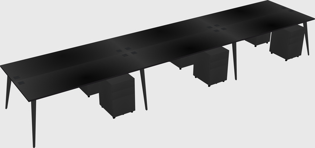 Shared rectangular office desk system