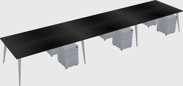 Shared rectangular office desk system
