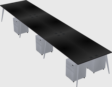 Shared rectangular office desk system