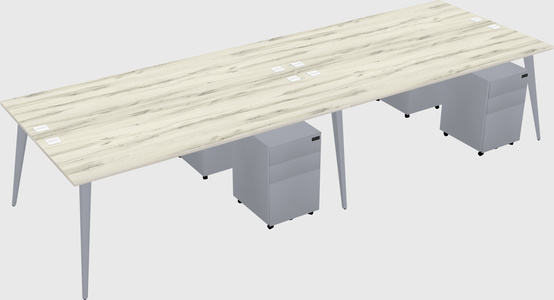 Shared rectangular office desk system