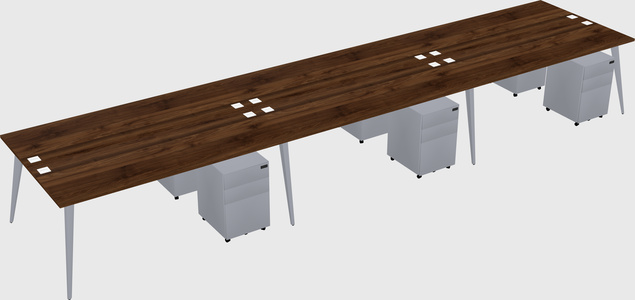 Shared rectangular office desk system