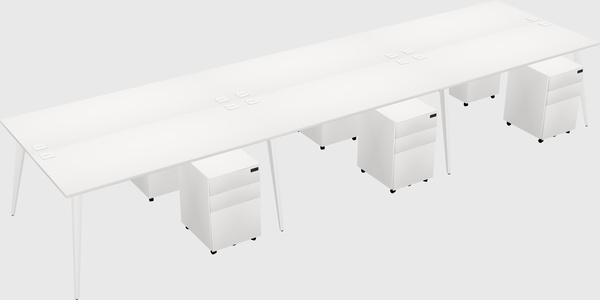 Shared rectangular office desk system